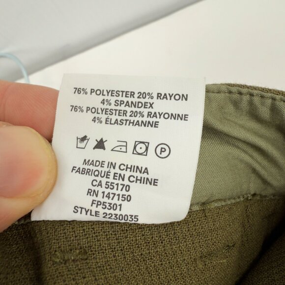 FRANK & OAK Zip Front Patch Pockets Stretch Utility Olive Green Mini Skirt S - Picture 5 of 5